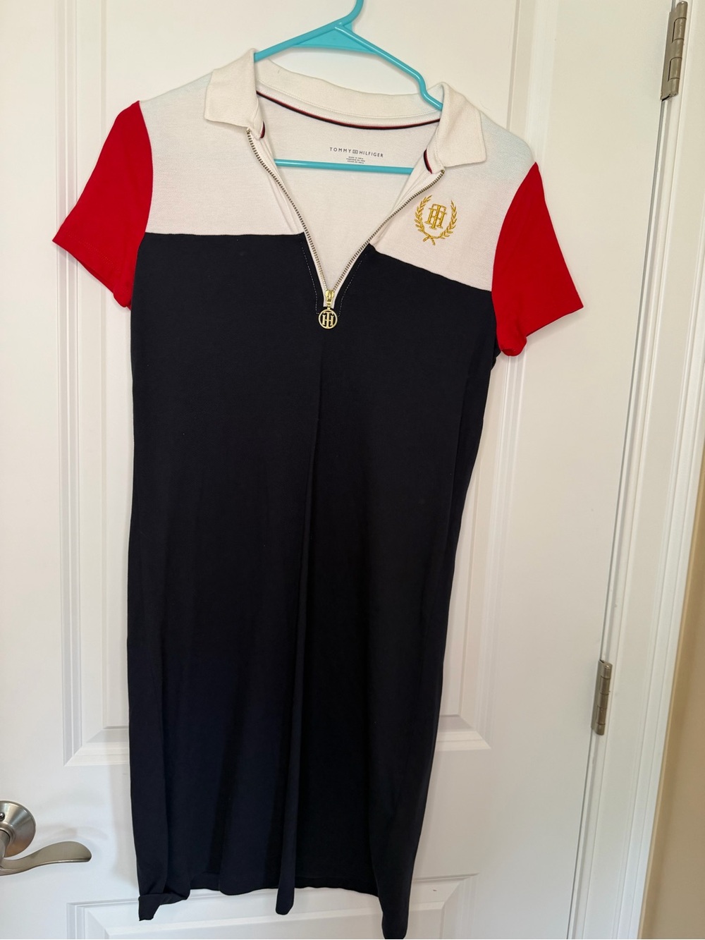 Tommy Hilfiger Navy, White & Red Zip Polo Dress